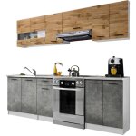 Cuisine bigo 7 lments - finition bas beton haut bois 240 cm