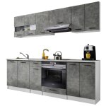 Dusine - cuisine bigo 8 lments - finition bas beton haut beton 240 cm