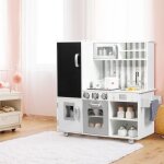 Cuisine en bois enfants avec 7 accessoires & effet sonore cuisiniere enfants avec tableau noir r�frig�rateur ...