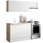 Idmarket - cuisine compl�te 180 cm subtil avec plan de travail 5 �l�ments bois et blanc