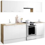 Idmarket - cuisine compl�te 240 cm subtil avec plan de travail 7 �l�ments bois et blanc