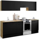 Idmarket - cuisine complte 240 cm subtil avec plan de travail 7 lments bois et noir