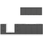 Cuisine compl�te 300 cm, ensemble de meuble de cuisine coloris blanc / gris graphite, plan de travail ...