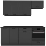 Pegane - cuisine compl�te ania 6 �l�ments couleur graphite - longueur 200 / 200 cm