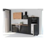 Aya - cuisine complete dcor noir - l 280 x p 60 x h 214 cm - plan de travail inclus
