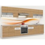 Cuisine compl�te maya bois et blanc laqu� 10 �l�ments avec encastrement four - 300 cm