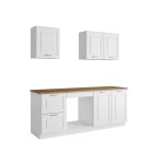 Vente - unique - cuisine compl�te - avec plan de travail 200 cm - blanc et naturel - celomia