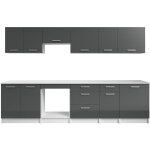 Cuisine compl�te - avec plan de travail 300 cm - gris brillant et blanc - trattoria