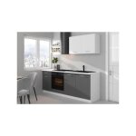 Sans marque - cuisine complete prego - l 210 cm - dcor gris graphit - plan de travail 210 cm inclus