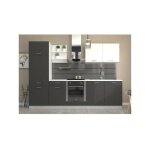 Sans marque - cuisine complete prego - l 270 cm - gris graphit - plan de travail 210 cm inclus