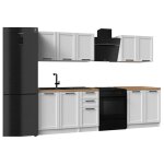 Cuisine compl�te quadro blanc 6 �l�ments avec fa�ades � cadre - 200 cm