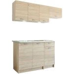 Cuisine compl�te sora, ensemble compact et fonctionnel avec portes et tiroir, ch�ne