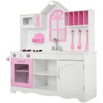 Cuisine enfants dinette en bois avec evier, four micro - ondes cuisinires 3 spatules 109 x 32 x 106, ...