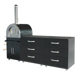 Oviala - cuisine d'extrieur 3 lments avec four  pizza noir
