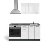 Cuisine r - line, blanc brillant / anthracite, 160cm avec meuble four encastrable sans pt, vicco