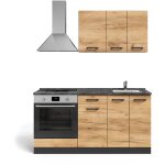 Cuisine r - line, chne dor / anthracite, 160cm avec meuble four encastrable sans pt, vicco
