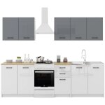 Dusine - cuisine sanclar 6 lments - haut gris bas blanc laqu en 2 metres