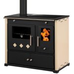 Cuisinire  bois avec plaque en cramique ? 9, 5 kw panneaux latraux ivoire vernis, design moderne ...