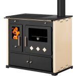 Prometey - cuisini�re � bois pr. lux eco ? 9, 5 kw plaque en fonte, design �l�gant et couleur ivoire