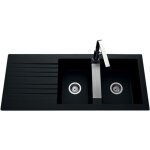 �vier de synth�se noir pluton 2 bacs 1 �gouttoir avec plaque