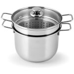 Cuit - p�tes inox avec panier et couvercle en verre � 24 cm