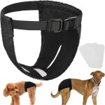 Culotte pour chien en chaleur couche menstru chien lavables lot de 3 avec 9 serviettes hyginiques, noir ...