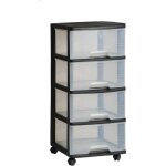 Curver meuble de rangement sur roulettes noir pratique