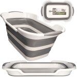 Cuvette pliable en silicone 27l ? baignoire de camping avec bonde et poign�es ? dimensions pli�e 7, 5 ...