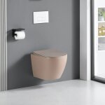Cuvette wc suspendu carceo beige mat - sans bride et avec frein de chute