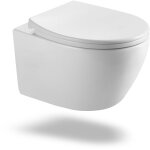 Cuvette wc suspendu court - rinage sans rebord - en cramique - blanc - abattant softclose en plastique ...