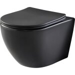 Godart - cuvette wc suspendu noir mat 54 cm sans bride fixations invisibles - cyrus