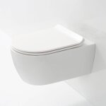 Cuvette wc suspendu sans bride saneo - 55 x 36 cm - abattant  slim  thermodur avec freins de chute