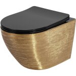 Cuvette wc suspendue rea carlo mini tornado black / brushed gold