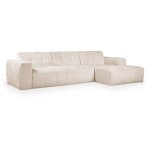 Mobilier deco - cynda - canapé d'angle en tissu capitonné beige - angle droit Mobilier deco - cynda - canapé d'angle en tissu capitonné beige - angle droit