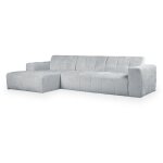 Cynda - canapé d'angle en tissu capitonné gris - angle gauche Cynda - canapé d'angle en tissu capitonné gris - angle gauche