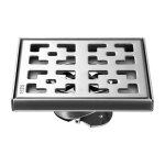 Cyslmuk - 10x10cm siphon de douche carr bross, siphon de sol en acier inoxydable avec grille amovible, ...