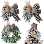 Lot de 2 n?uds en toile de jute � carreaux de buffle pour couronne, 30, 5 x 24, 9 cm, grande d�coration ...