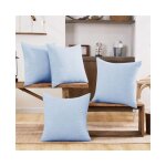 Cyslmuk - lot de 4 housse de coussin effet lin, 40x40 cm, bleu clair