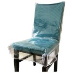 Housse de chaise de salle � manger en plastique avec dossier, housse imperm�able en pvc transparent, ...