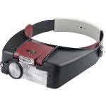 Loupe serre - tête pour horloger, bijoutier, lecture, mains libres avec éclairage led, rouge Loupe serre - tête pour horloger, bijoutier, lecture, mains libres avec éclairage led, rouge