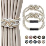 Cyslmuk - paquet de 2 attaches de rideaux magntiques, pinces  rideaux, beige + or, attaches de rideaux ...