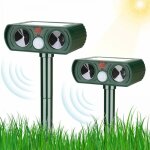 Cyslmuk - rpulsif chat jardin solaire  ultrasons 2x avec lumire led, impermable rpulsif animaux ...