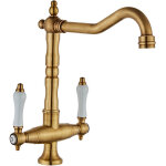 Cyslmuk - robinet mitigeur cuisine vintage robinet de lavabo r�tro 2 poign�es r�glable chaude et froide ...