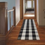 Tapis � carreaux en coton buffalo 60x180cm tapis � carreaux buffalo tapis de couloir noir et blanc tapis ...