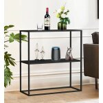 Dandibo console en mtal noir troite avec 2 niveaux moderne 80x80x25 cm tagre debout tagre sur pied ...
