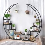 Dandibo - tag�re � fleurs int�rieur haut m�tal noir rond 170 cm 96586 grande �tag�re demi - ronde support ...