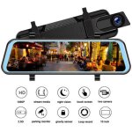 Dashcam rtroviseur, cran tactile 10' avant et arrire camera voiture, avec vision nocturne, double ...