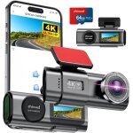 Dashcam voiture, 4k camera voiture avec �cran ips 1. 47'', dash cam grand angle 170�, wifi & app, vision ...