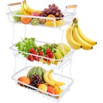 Corbeille � fruits 3 couches m�tal 37 x 22 x 55 cm pour le rangement & la d�coration blanc