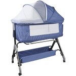 Dazhom - lit bb cododo lit parapluie berceau maille respirante hauteur rglable marineblau